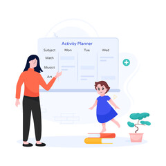 
A lesson planning flat illustration vector download

