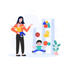 
A child care flat editable illustration vector

