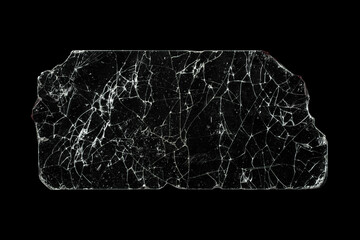 Broken glass piece isolated on black background.