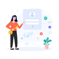 
Profile login illustration in editable vector style 


