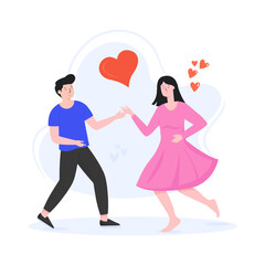 
Couple dance flat editable illustration

