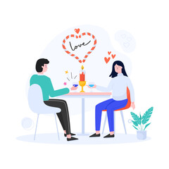 
Date dinner with love, flat illustration

