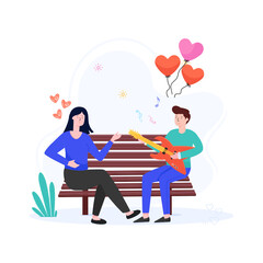 
Romantic singing for her, flat illustration

