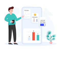 
Person with chart denoting flat illustration of financial analysis 

