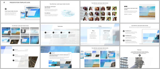 Presentation design vector templates, multipurpose template for presentation slide, flyer, brochure cover design, infographic report. Abstract geometric pattern. Corporate identity business concept.