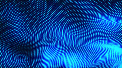 Obraz premium Dot white blue wave light screen gradient texture background. Abstract technology big data digital background. 3d rendering.
