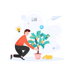 
Dollar plant illustration in modern design, investment growth concept 

