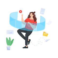 
A virtual video flat vector illustration

