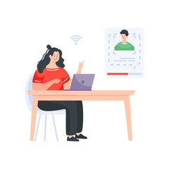 
A live video chat in flat illustration design


