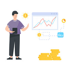 
A financial investment graph in flat editable design

