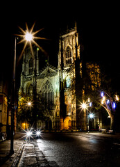 Fototapeta premium Long exposure image of York Minster cathedral on a dark winter night