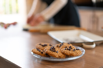 delicious chocolate cookies in a table
