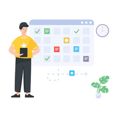 
Flat editable online task board illustration

