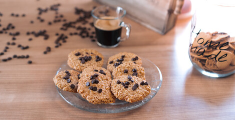 delicious chocolate cookies in a table