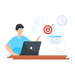 
Office working time in flat illustration download

