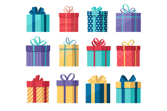 Gifts, set of vector gift illustrations