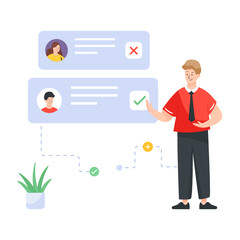 
A concept of a selected employee in flat illustration

