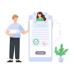 
An online contract in flat illustration

