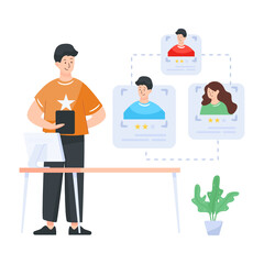 
Flat editable illustration of candidates profiles

