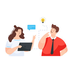 
Employee discussion flat editable illustration


