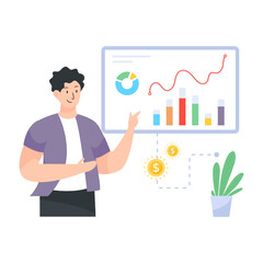 
A financial presentation flat illustration in editable design

