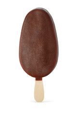 Brown chocolate popsicle ice cream isolated on white.