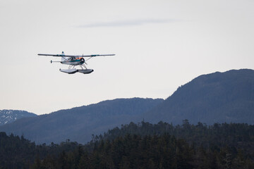 Fototapeta na wymiar Sea planes landing at Ketchikan Alaska
