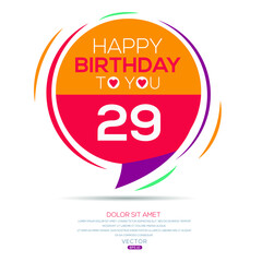 Creative Happy Birthday to you text (19 years) Colorful decorative banner design ,Vector illustration.