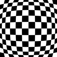 Chessboard Sphere Vector. Abstract Black White Squares Pattern.