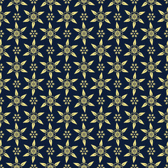 Seamless pattern with flower vector Illustration, batik style 