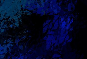 Dark BLUE vector natural backdrop with leaves.
