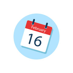 White daily calendar Icon February in a Flat Design style. Easy to edit Isolated vector Illustration.