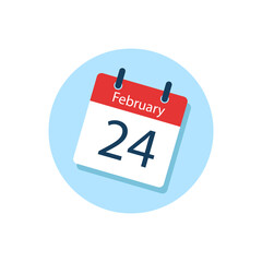 White daily calendar Icon February in a Flat Design style. Easy to edit Isolated vector Illustration.