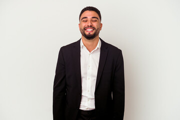 Young mixed race business man isolated on white background