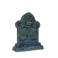 3D illustration of an old grey tombstone.