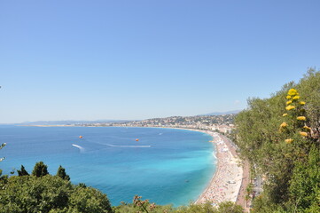 Panoramic view of Nice harbour with blue sky, France. 2013