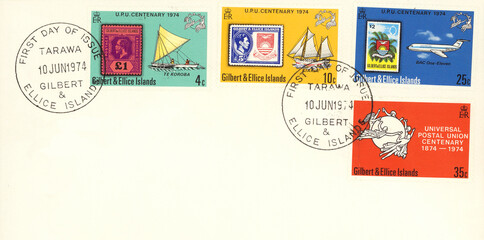 briefmarke stamp gestempelt used gilbert ellice island insel vintage retro alt old papier paper...