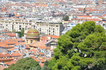 Panoramic view of Nice harbour with blue sky, France. 2013