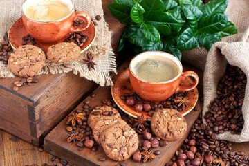 Breakfast coffee  mug with tasty cookies