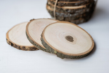 natural ash tree raw log slice coasters with bark 