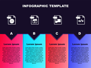 Set line HTML file document, MOV, PDF and . Business infographic template. Vector