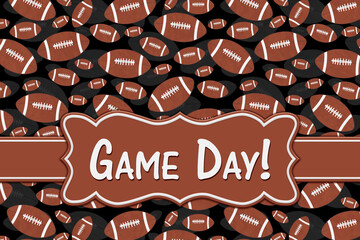 Game day message with illustration football pattern