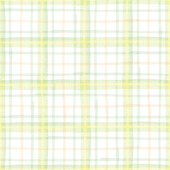 Green tartan seamless pattern. Watercolor plaid background