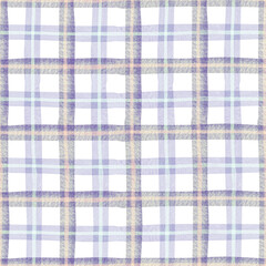 Purple tartan seamless pattern. Watercolor plaid background