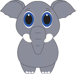 A cartoon of a friendly cute little elephant awaits his friend on a sunny day