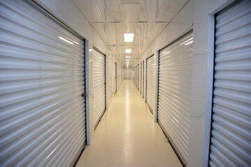 Long hallway of a self storage unit