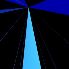 many bright neon coloured triangular shapes on a bright blue background in 3D