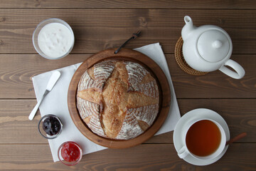 食卓 パン ド カンパーニュ フランスのパン ジャム テーブル