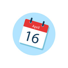 White daily calendar Icon April in a Flat Design style. Easy to edit Isolated vector Illustration.