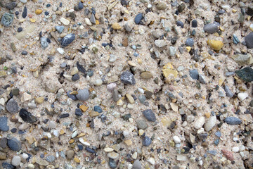 Sand und Kies Textur. Bunte Kieselsteine im Sand